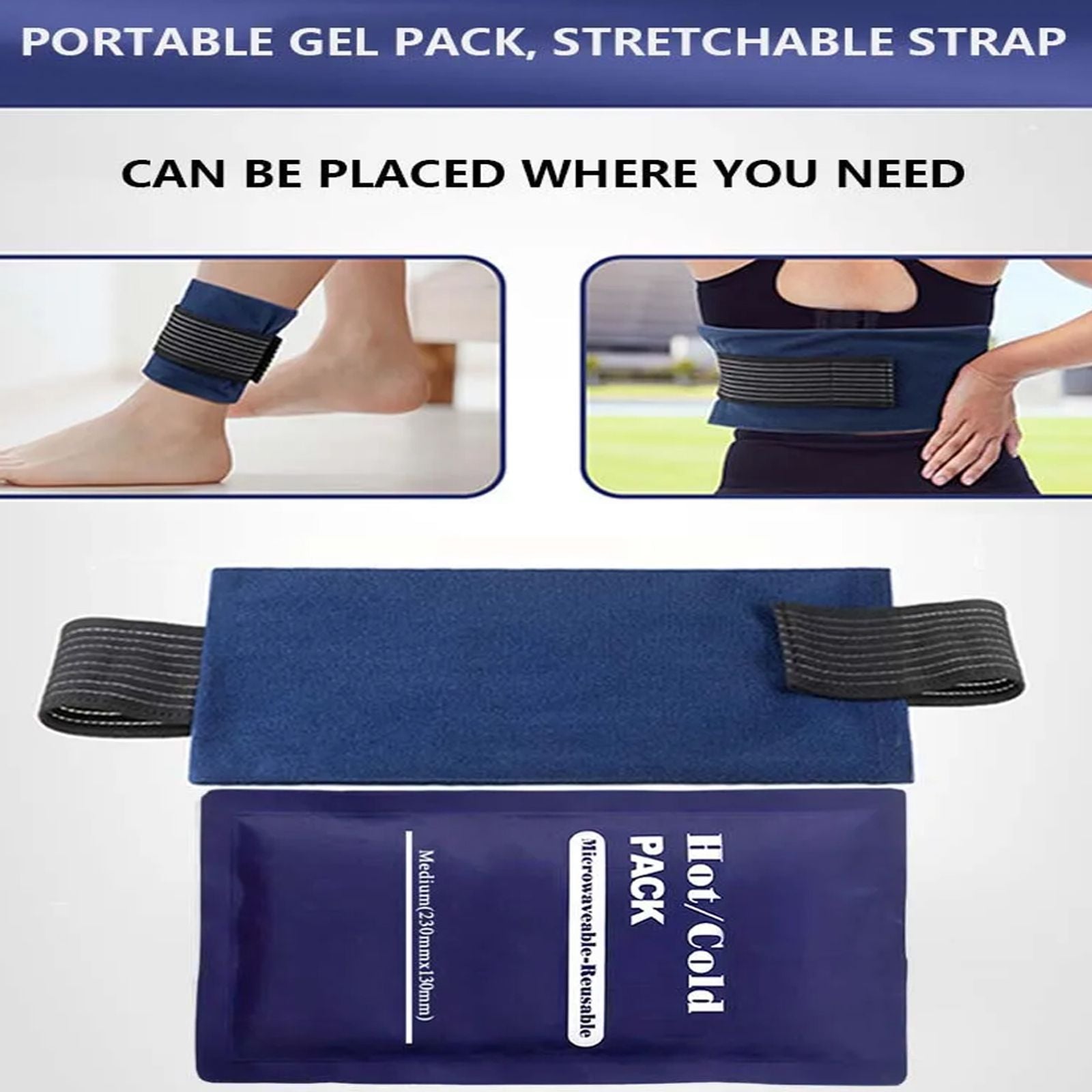 Reusable Ice Pack with Elastic Strap for Pain Relief