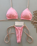 Sexy Halter Solid Color Bikini Set