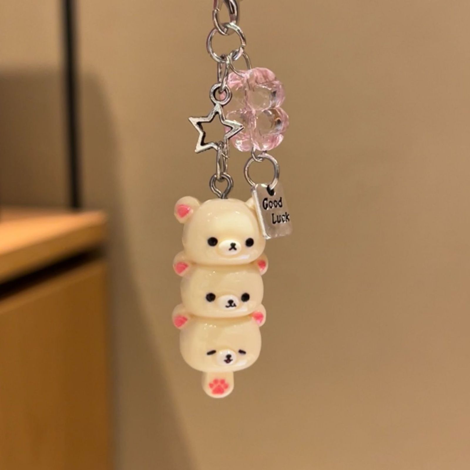 Kawaii Bear Phone Charm Keychain Pendant for Kids