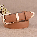 Women's White Leather Trouser Belt with Vintage Pin Buckle