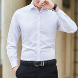 Plus Size Men’s Solid Color Long Sleeve Business Shirt