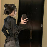 Korean Style Women’s Bell Sleeve Bandage Shirt