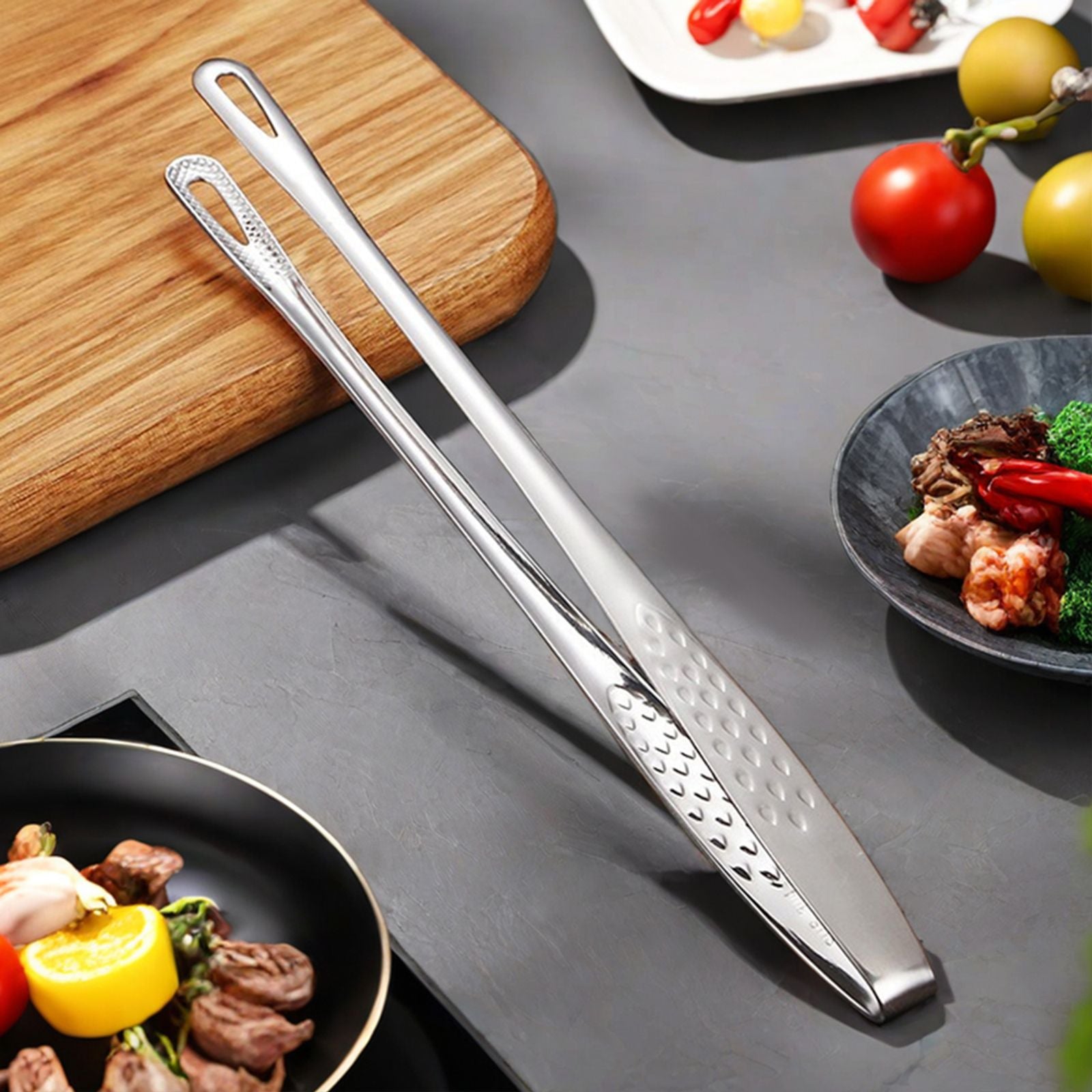 304 Stainless Steel Long Handle Non-Slip Barbecue Tongs