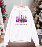 Merry Christmas Tree Print Hoodie for Men