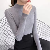 Autumn Winter Mock Neck Women's Vintage Knitted Sweater