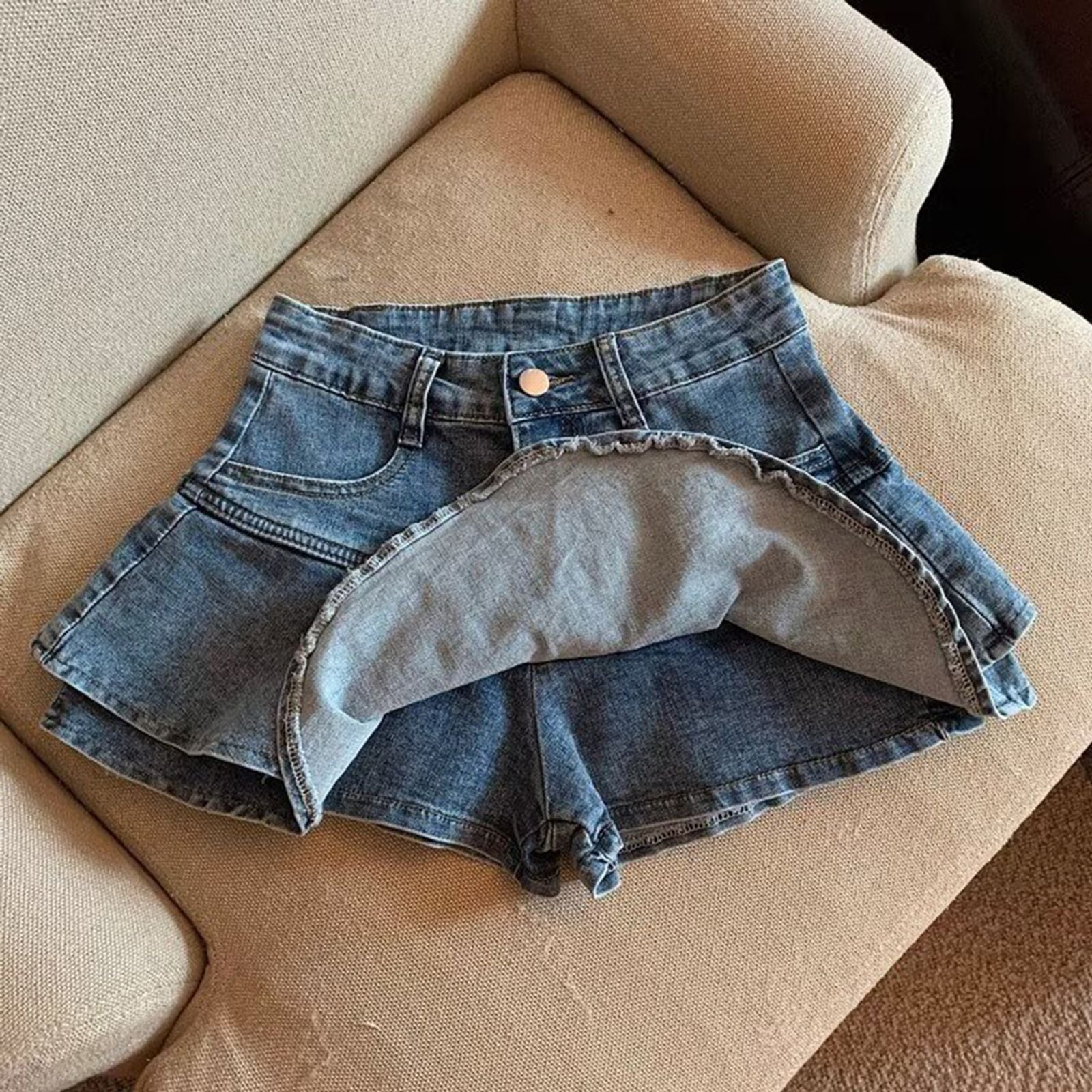 Women's Summer High-Waisted Double-Layer Ruffle Mini Skirt