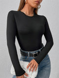Women’s Long Sleeve Round Neck Blouse Bodysuit