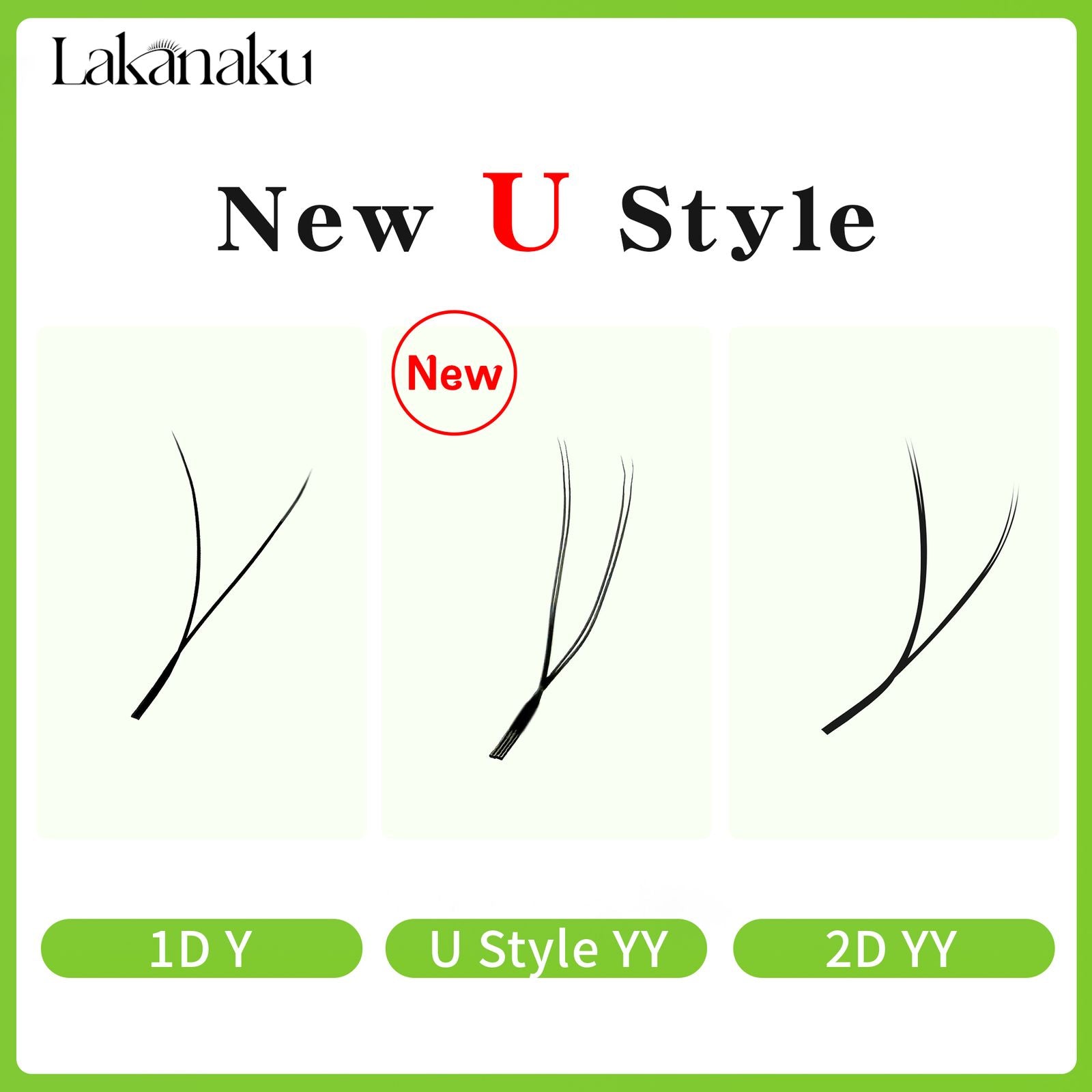 Lakanaku 2D Eyelash Extensions - U YY Fiber Double Tips