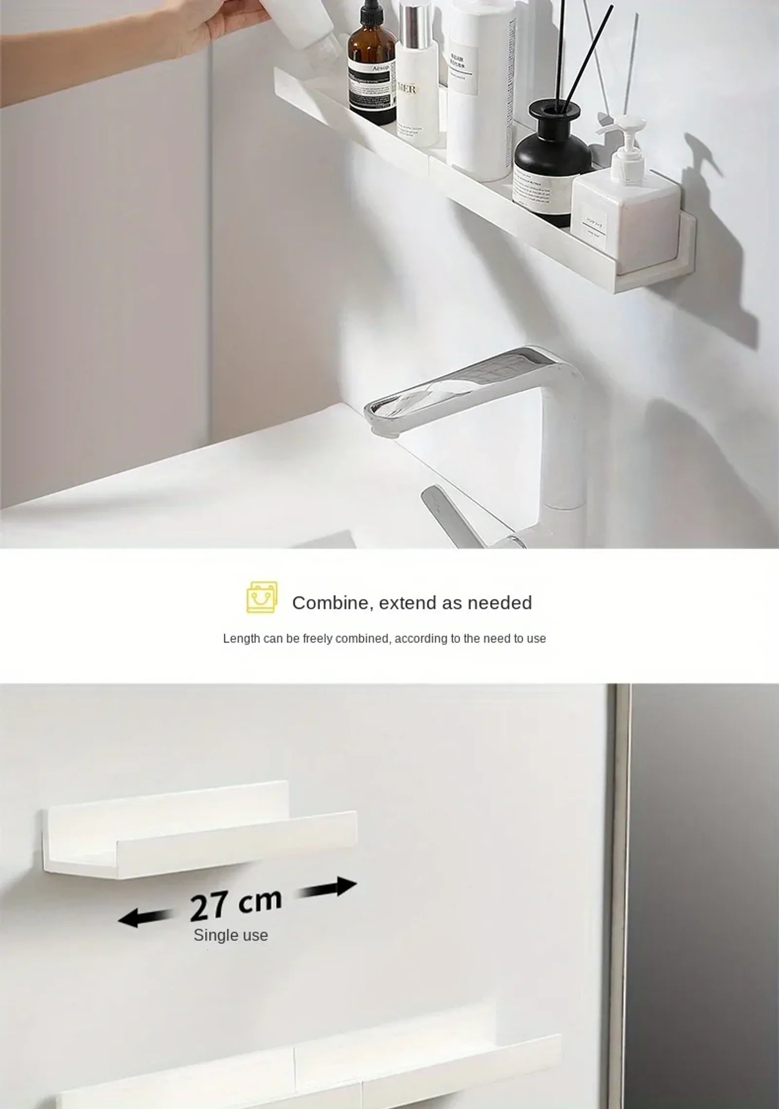 Self-Adhesive Bathroom Shelf Makeup Organizer Rack