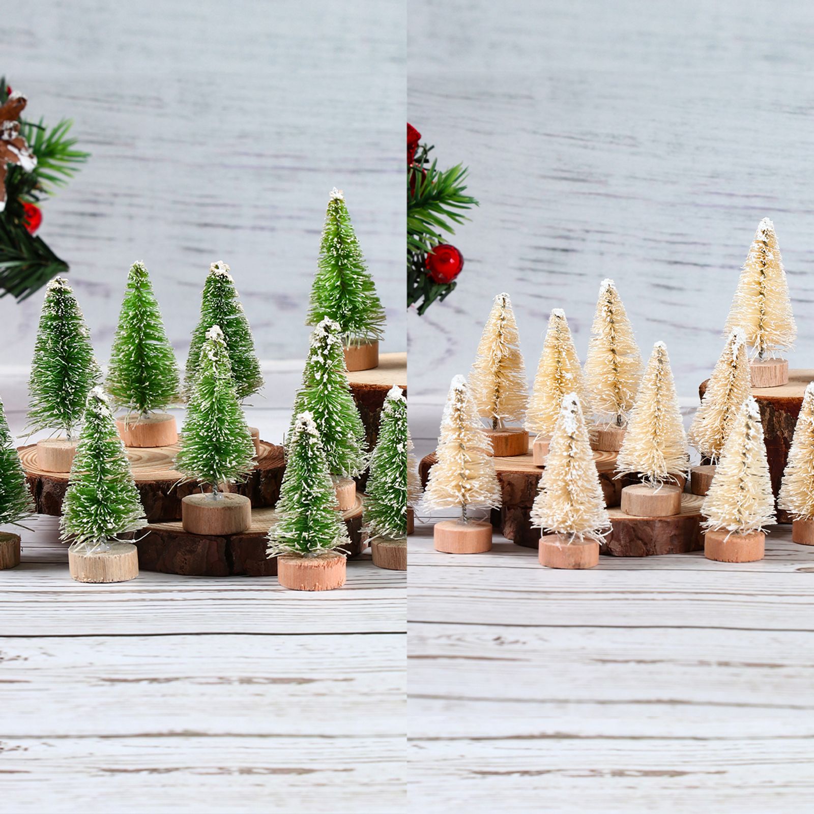 Mini Wooden Christmas Tree in Blue Green White Gold