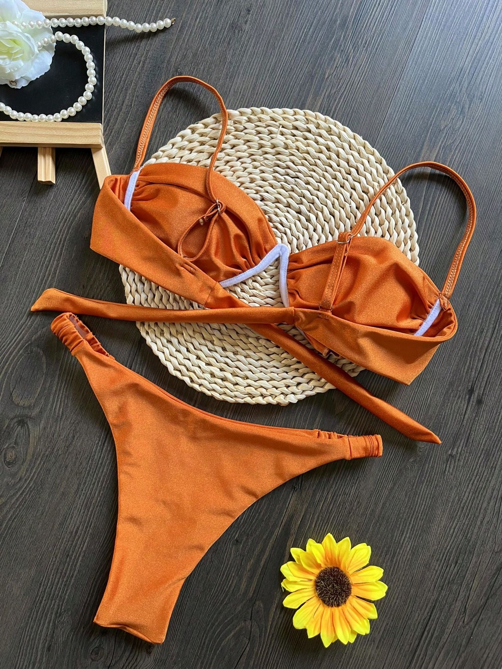 Sexy 3D Flower Bikini Set - V Wire Underwired Swimsuit