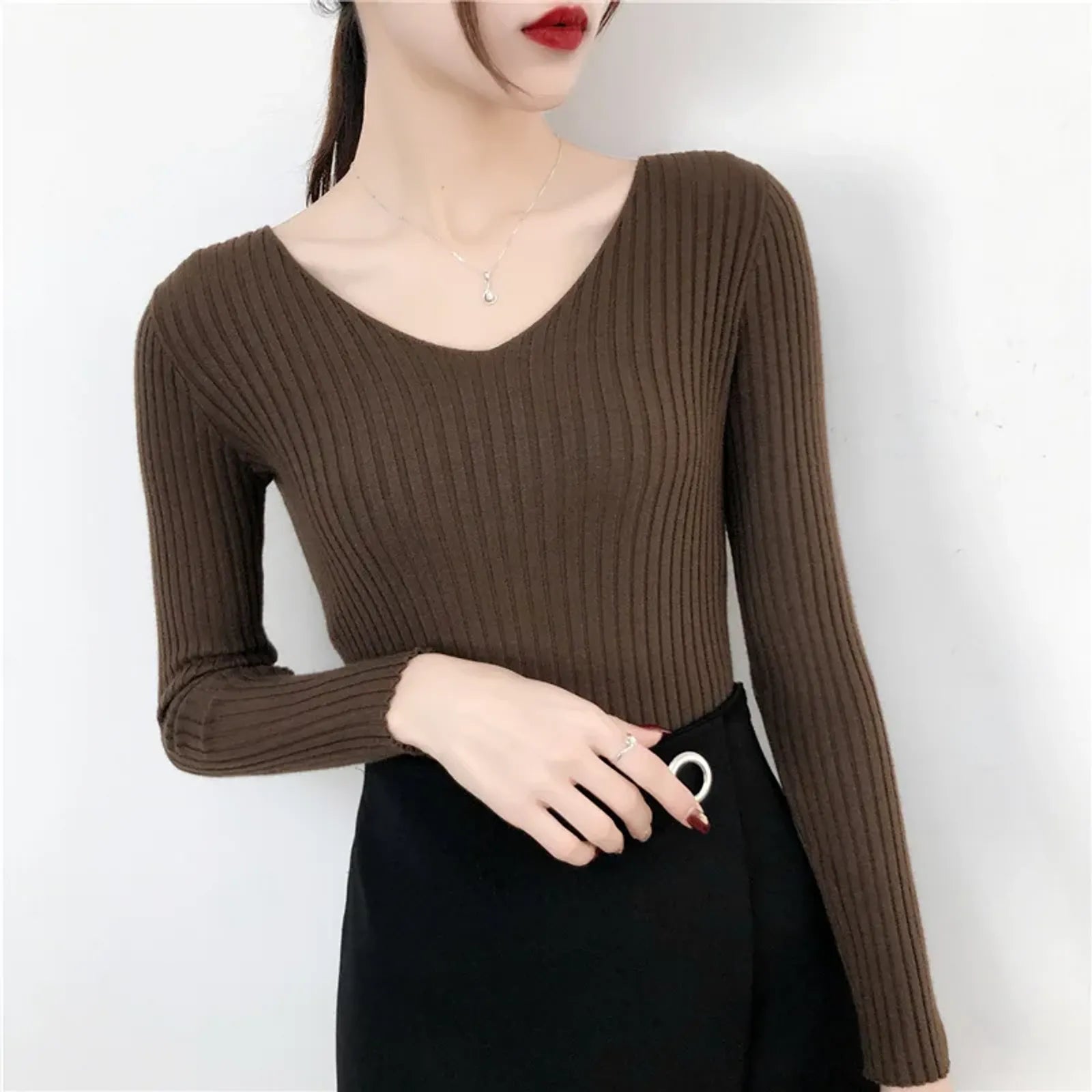 Women’s Knitted V-Neck Pullover Sweater