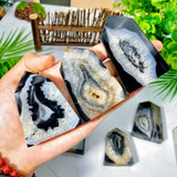 Black Sardonyx Geode Agate Point - Natural Crystal Decor