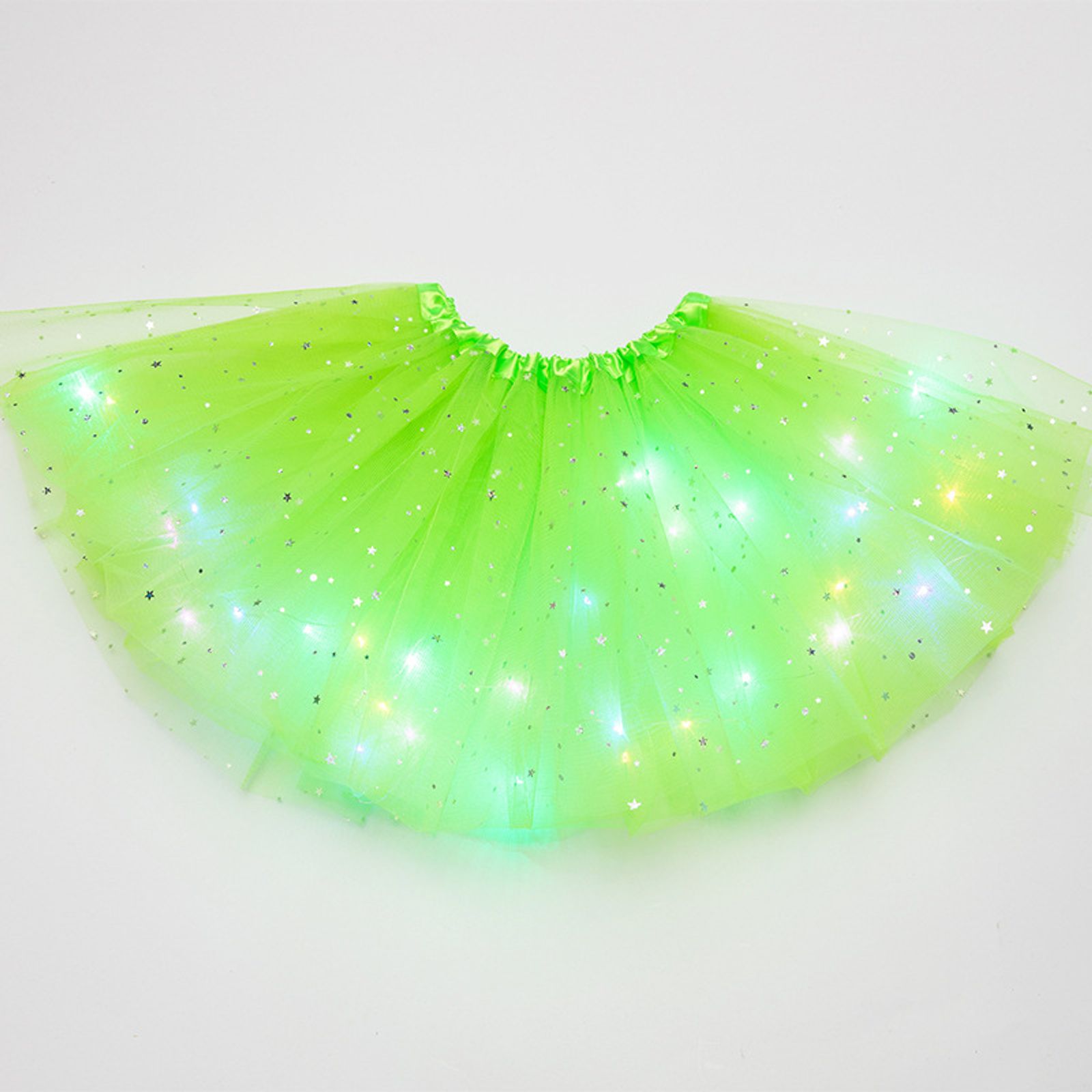 LED Glowing Women's Tulle Star Mini Skirt