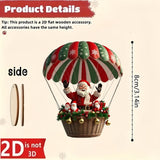 10Pcs Wooden Hot Air Balloon Santa Claus Christmas Ornaments