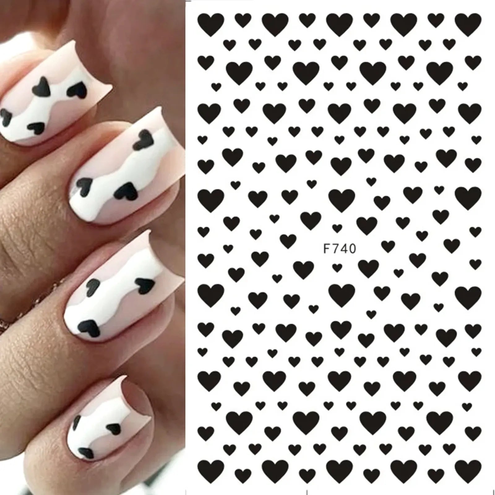 6PCS 3D Valentine’s Day Nail Art Stickers - Cute Cartoon Designs