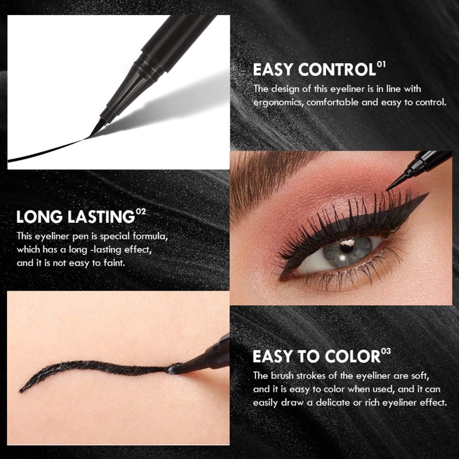 5PCS Smooth Liquid Eyeliner Pen Set - Waterproof & Long-lasting
