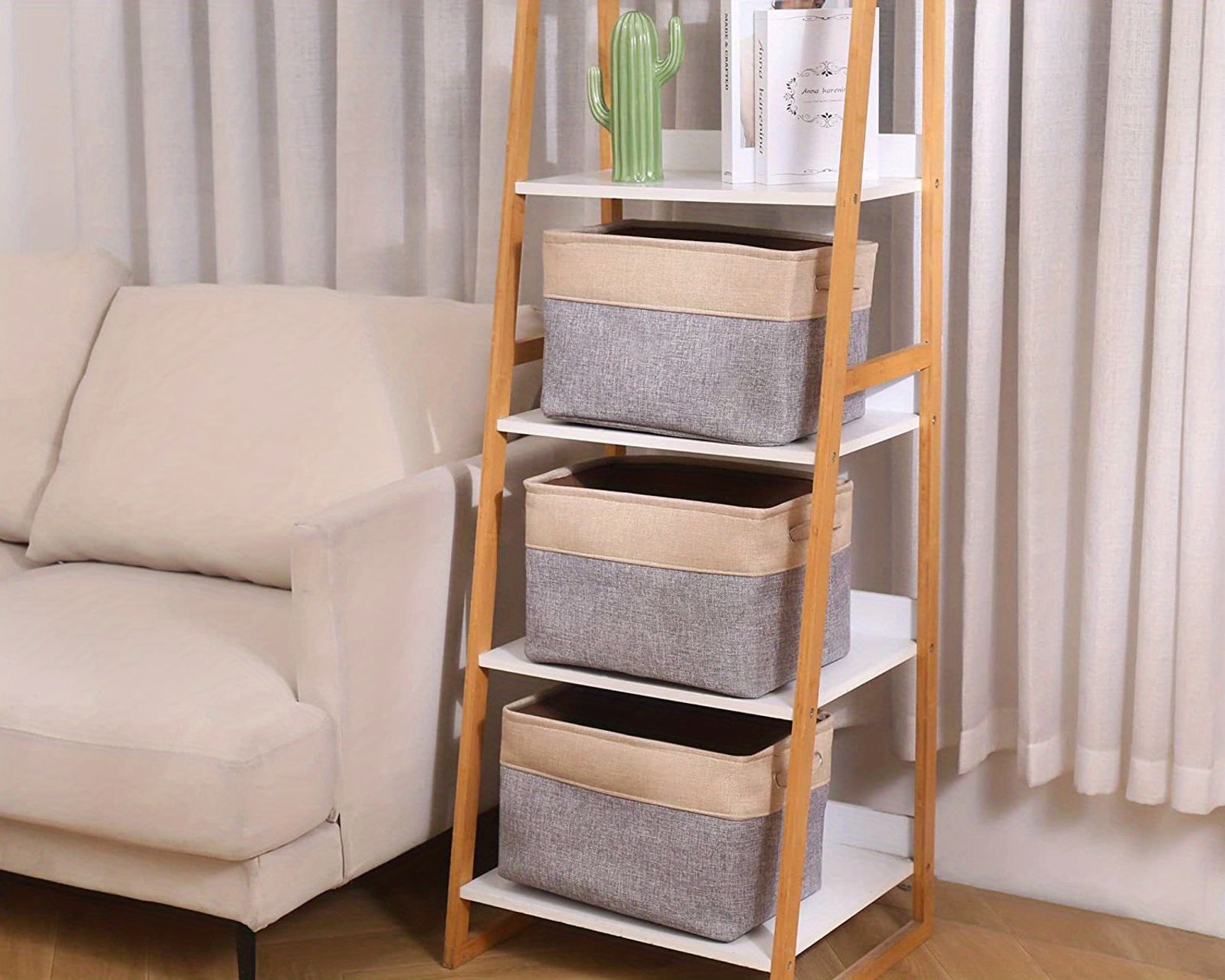 Foldable Linen Storage Bins with Handles for Organizing