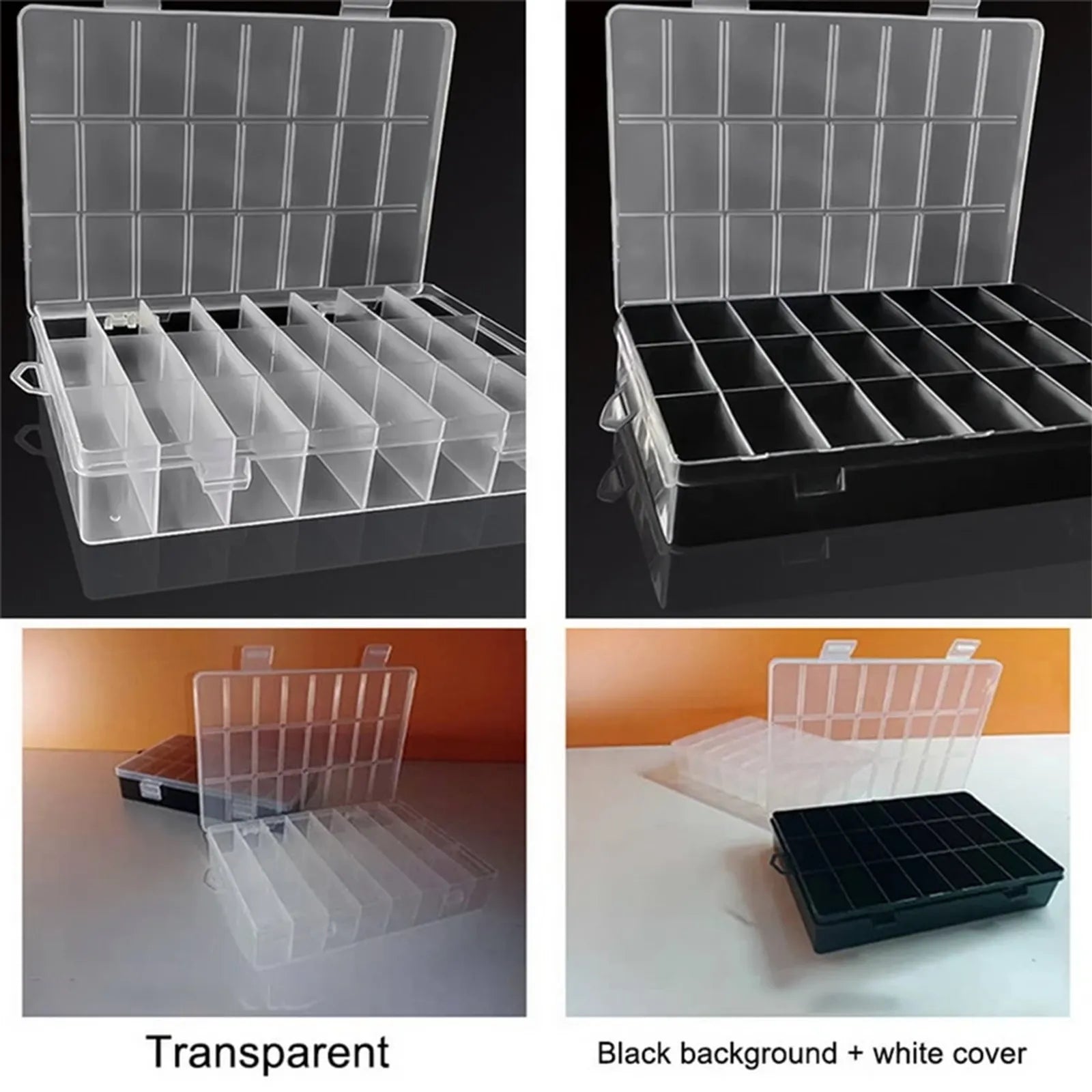 Clear Plastic Storage Box with 24 Grids for Organizing