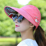 Womens Summer Wide Brim Foldable Sun Hat - Anti-UV Visor
