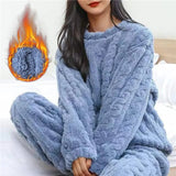 Women's Thickened Coral Velvet Winter Pajamas Set