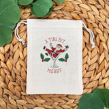 5-Piece Merry Santa in Martini Glass Drawstring Bags
