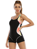 2023 Plus Size Patchwork Sport One Piece Swimsuit for Women