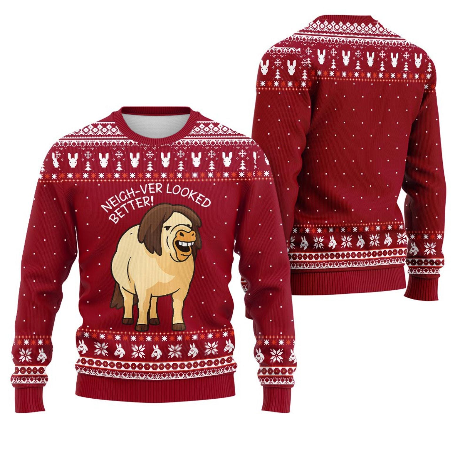 Funny Horse Meme Ugly Christmas Sweater for Men and Women