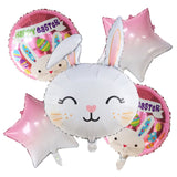 5 Pcs Cartoon Rabbit Foil Balloons for Easter & Birthday