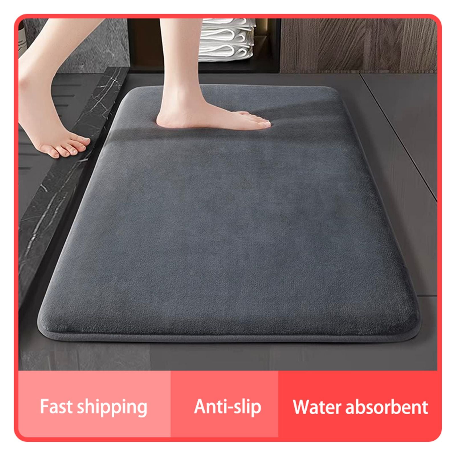 Super Absorbent Anti-Slip Coral Velvet Bath Mat