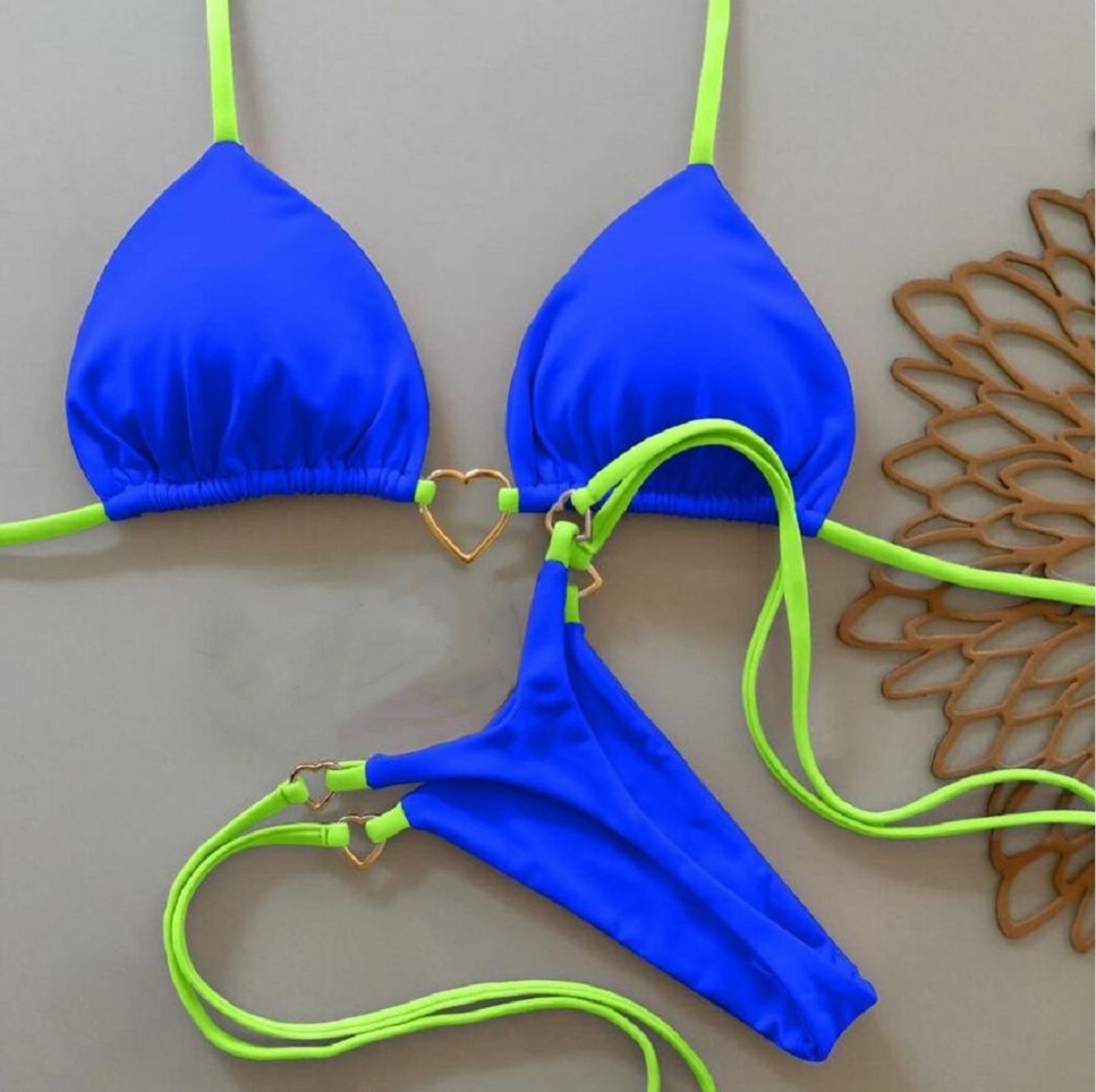Sexy Halter Solid Color Bikini Set