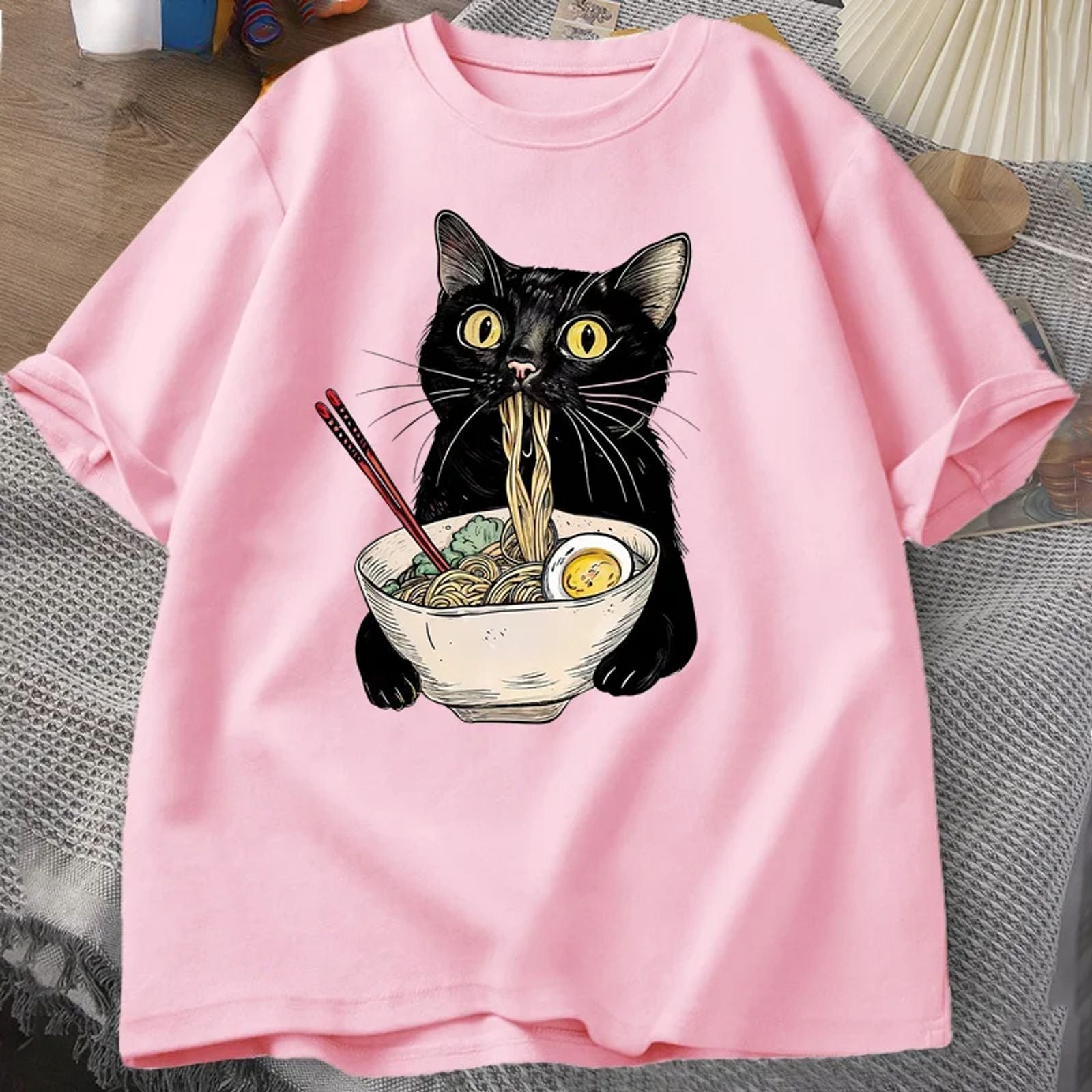 Noodle Ramen Cat T-Shirt for Foodie Lovers
