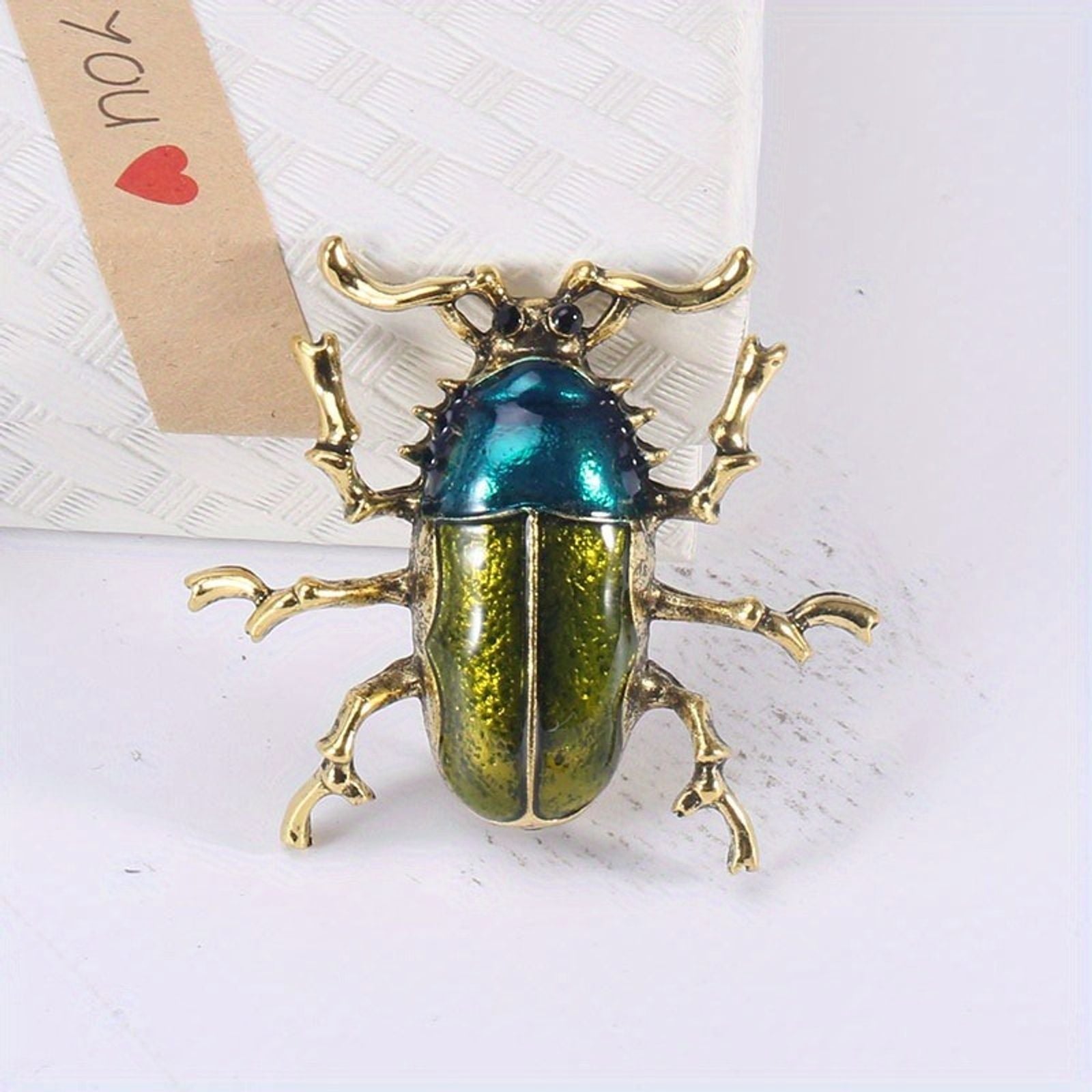 Retro Insect Beetle Brooch with Rhinestones