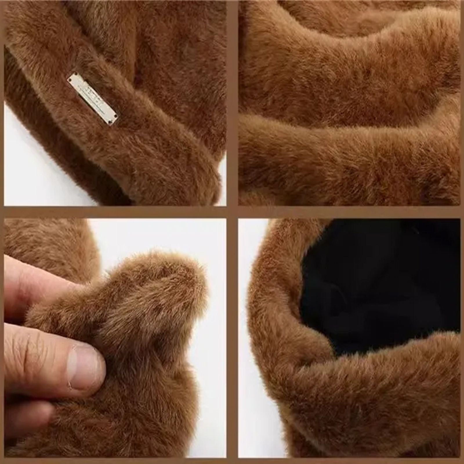 Iron Label Cute Plush Beanie Hat with Ears for Women