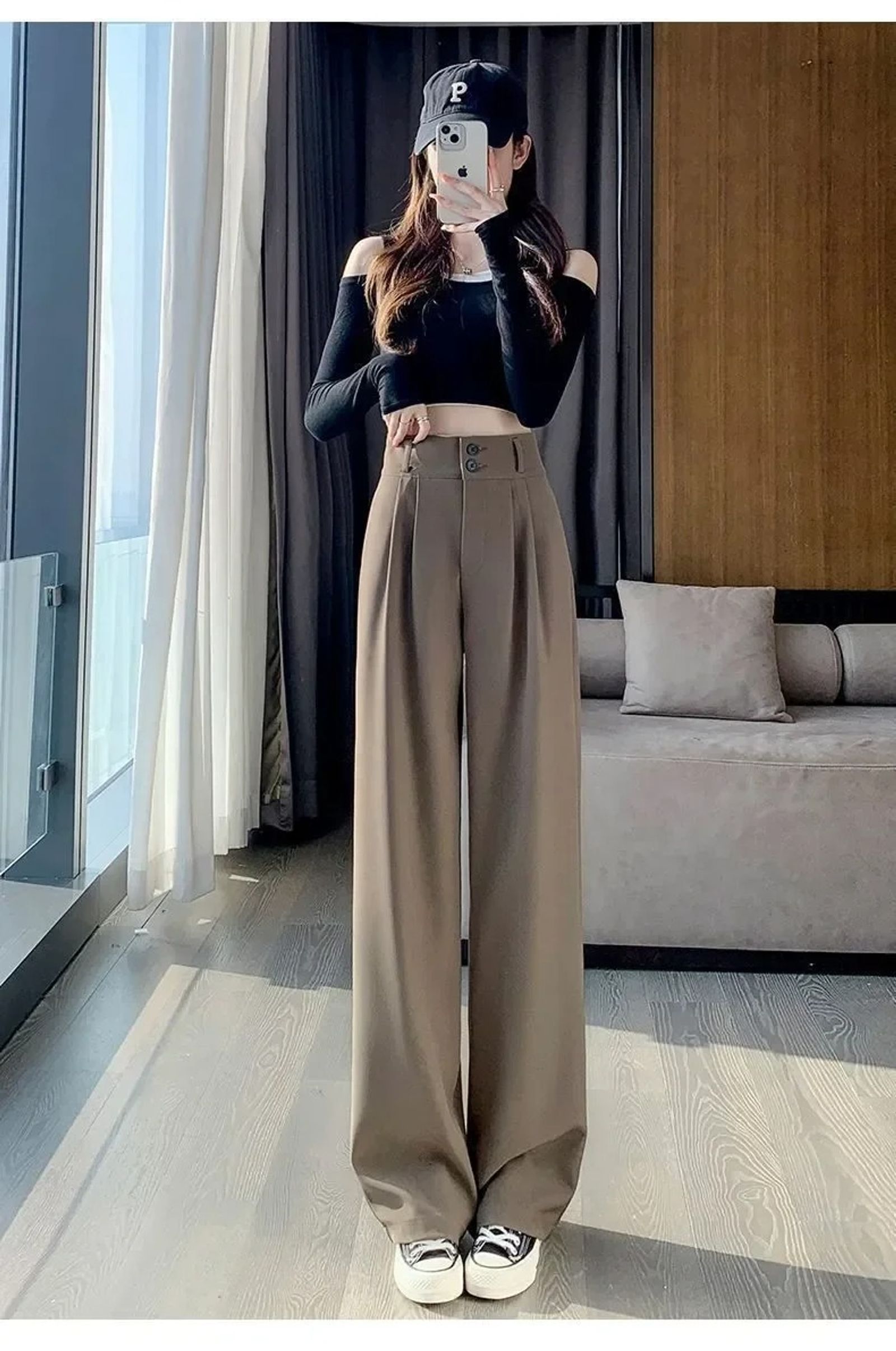 Elegant Wide Leg Pants for Women - High Waist Black Trousers