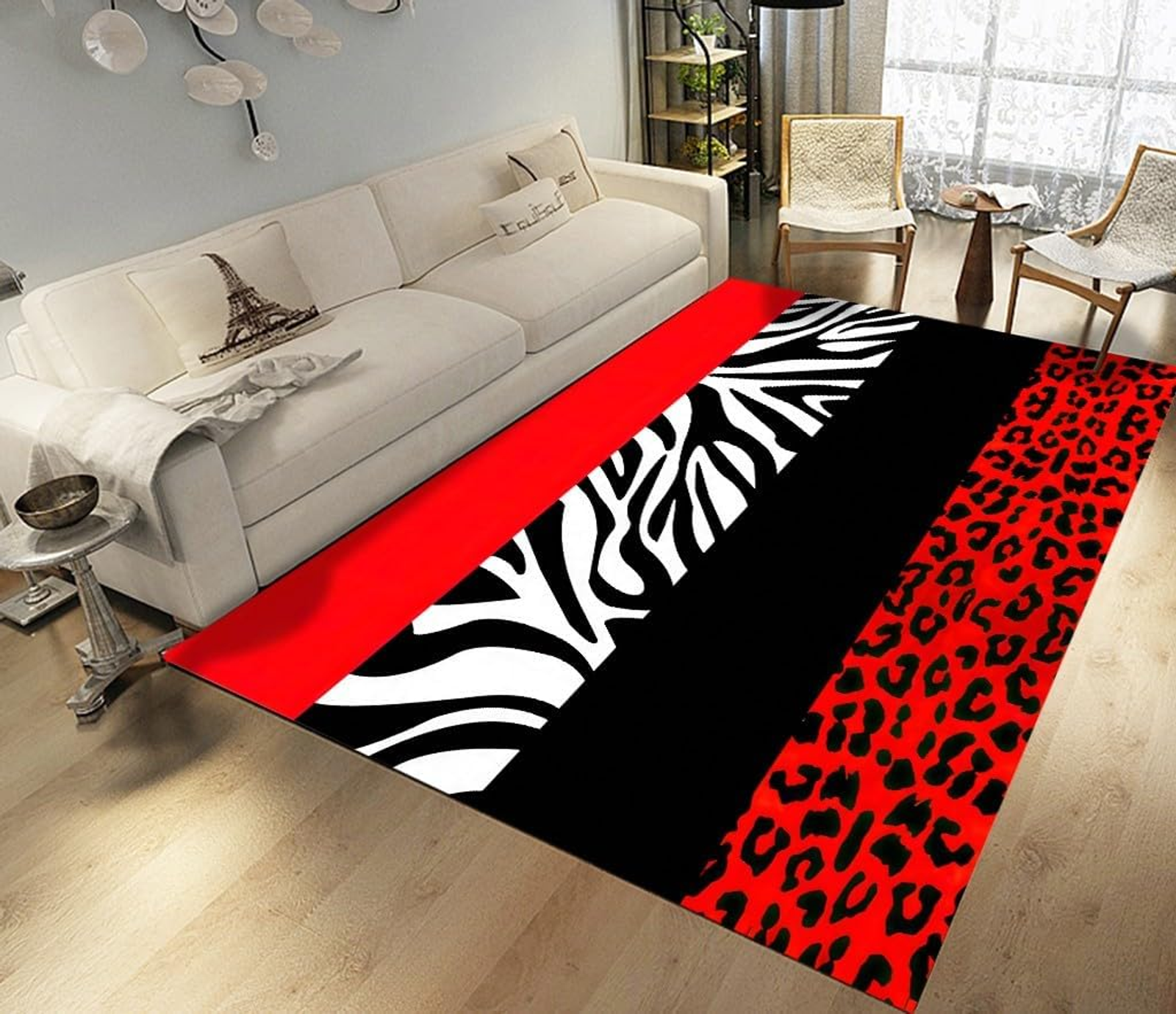 Brown Leopard Print Non-Slip Area Rug