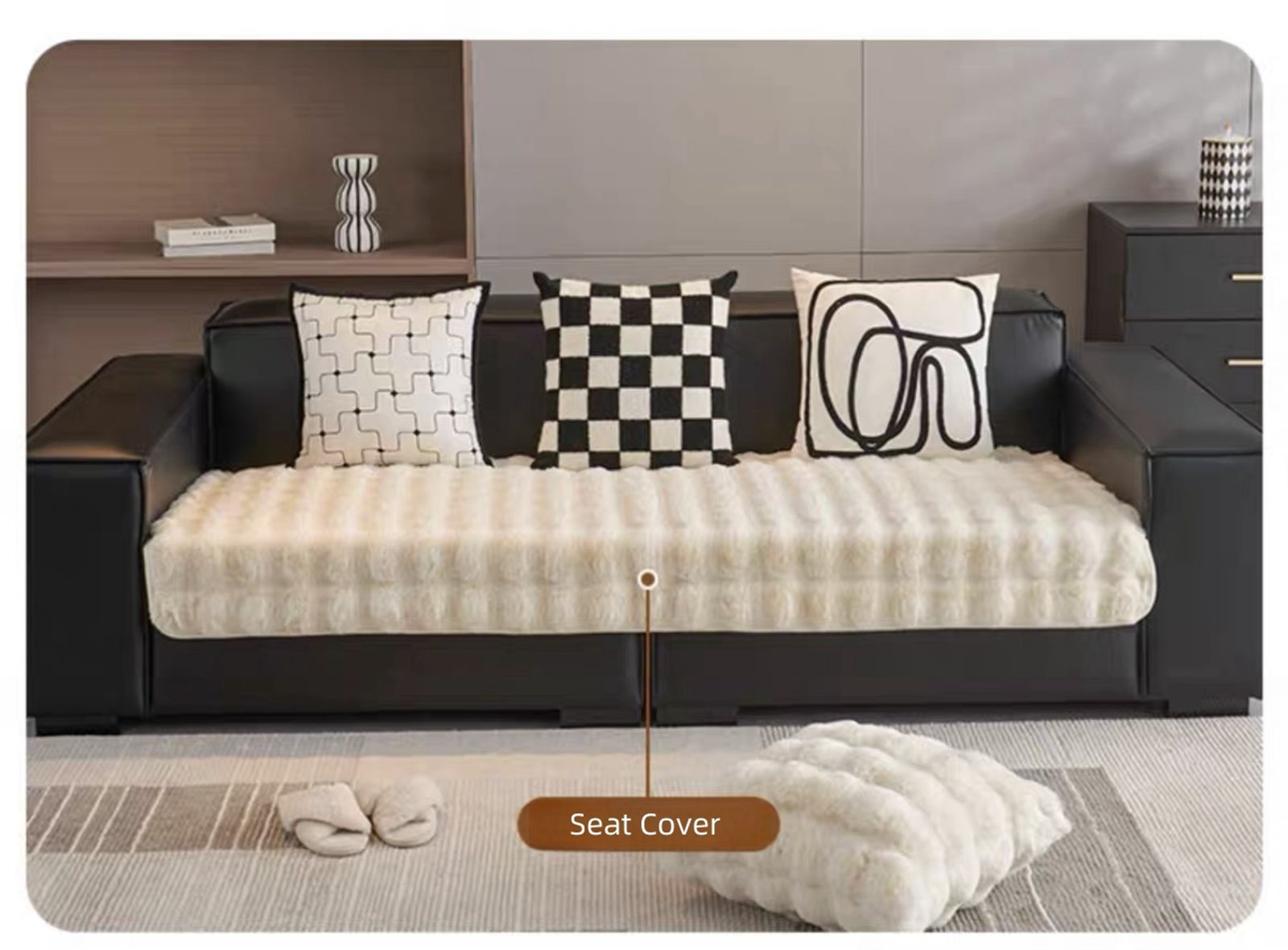 Non-Slip Plush Sofa Slipcover for Modern Home Decor