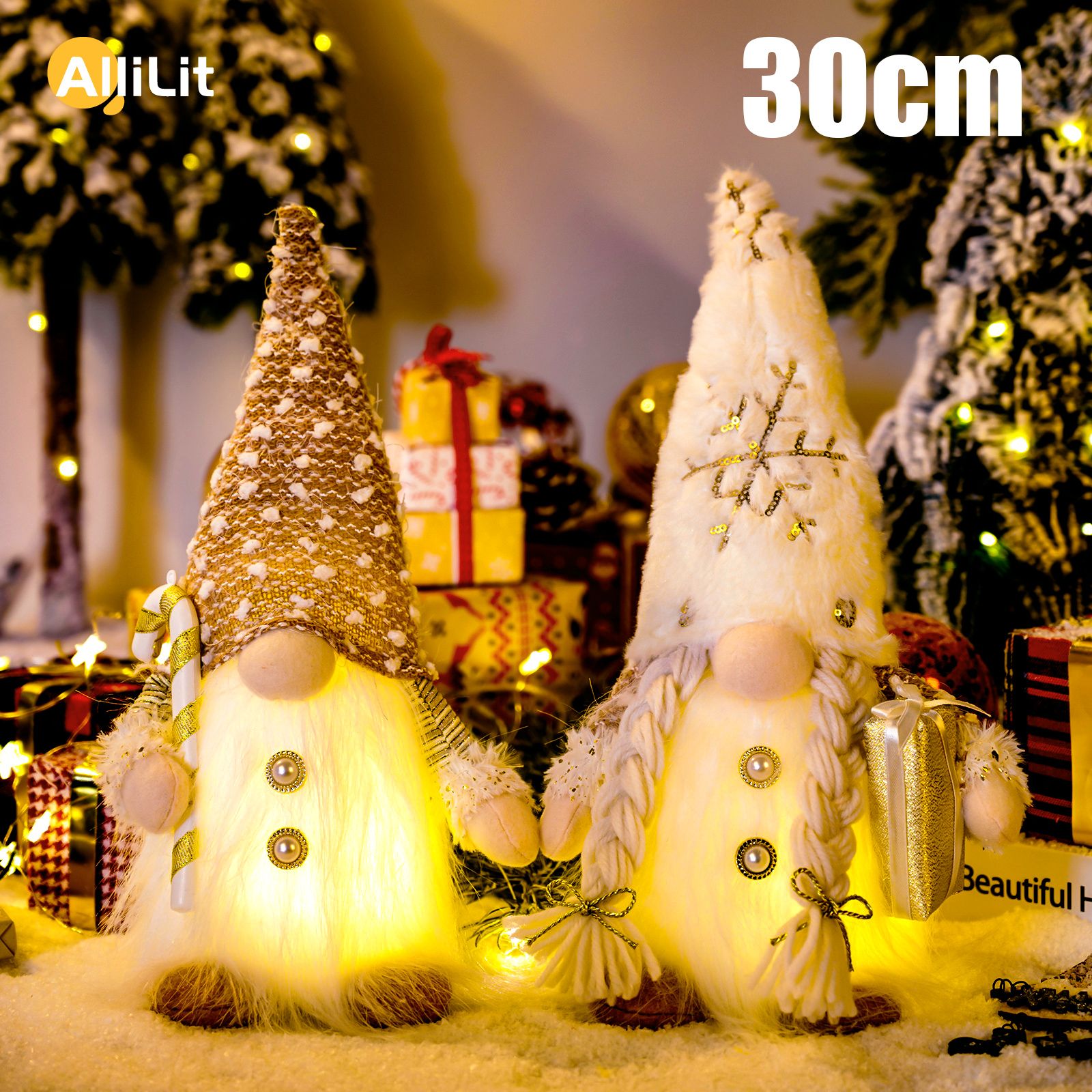Glowing Gnome Christmas Faceless Doll - 30cm Night Light