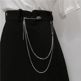 Punk Double Chain Brooch - Trendy Hip Hop Jewelry