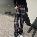 Winter Plaid Wide Leg Pants for Women