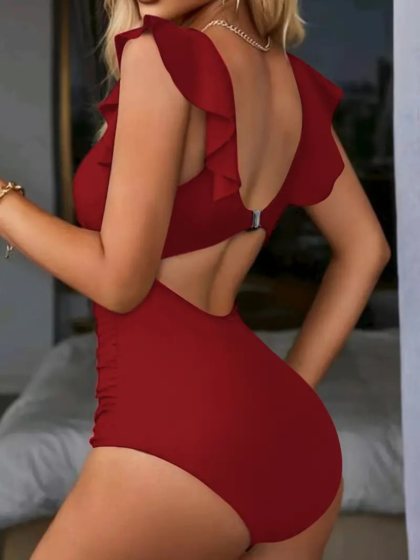 Contrast Mesh One Piece Swimsuit with Tummy Control