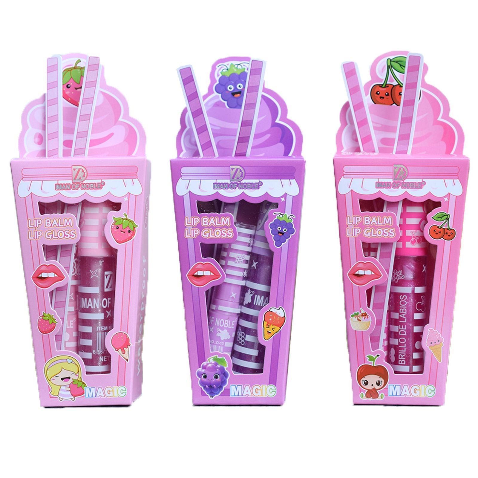 Cute Ice Cream Lip Gloss and Balm Set