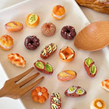 3D Resin French Bread & Dessert Fridge Magnets - 12 Pieces