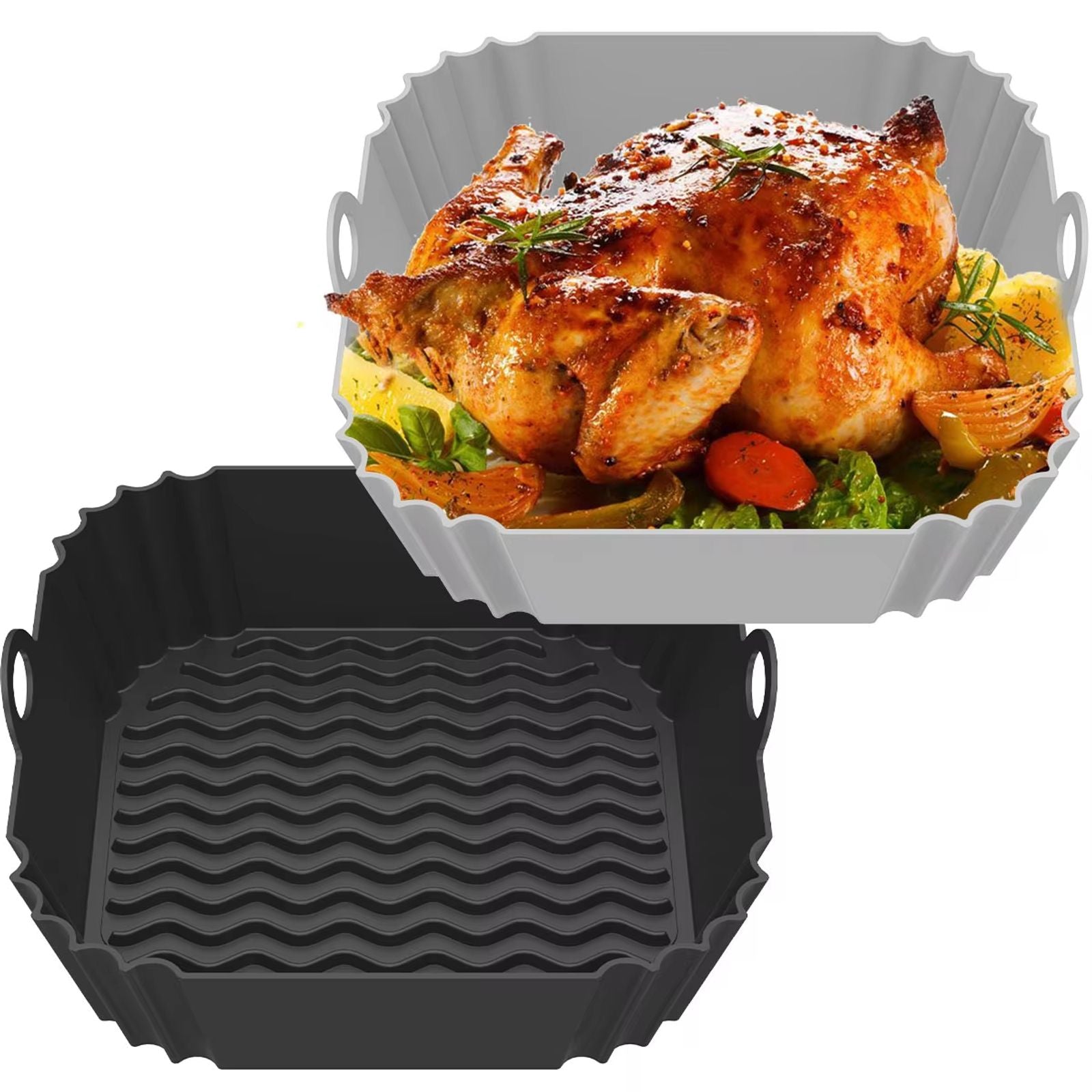 Silicone Air Fryer Pot Tray - Reusable BBQ Baking Mold