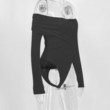 Women's Crossed Bodysuit with Long Sleeves