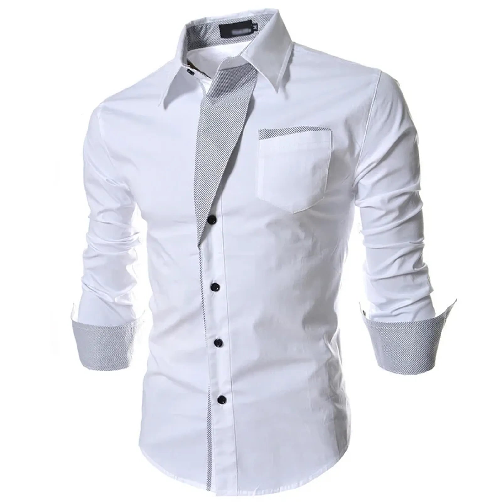 Men's Slim Fit Striped Shirt - Black & White