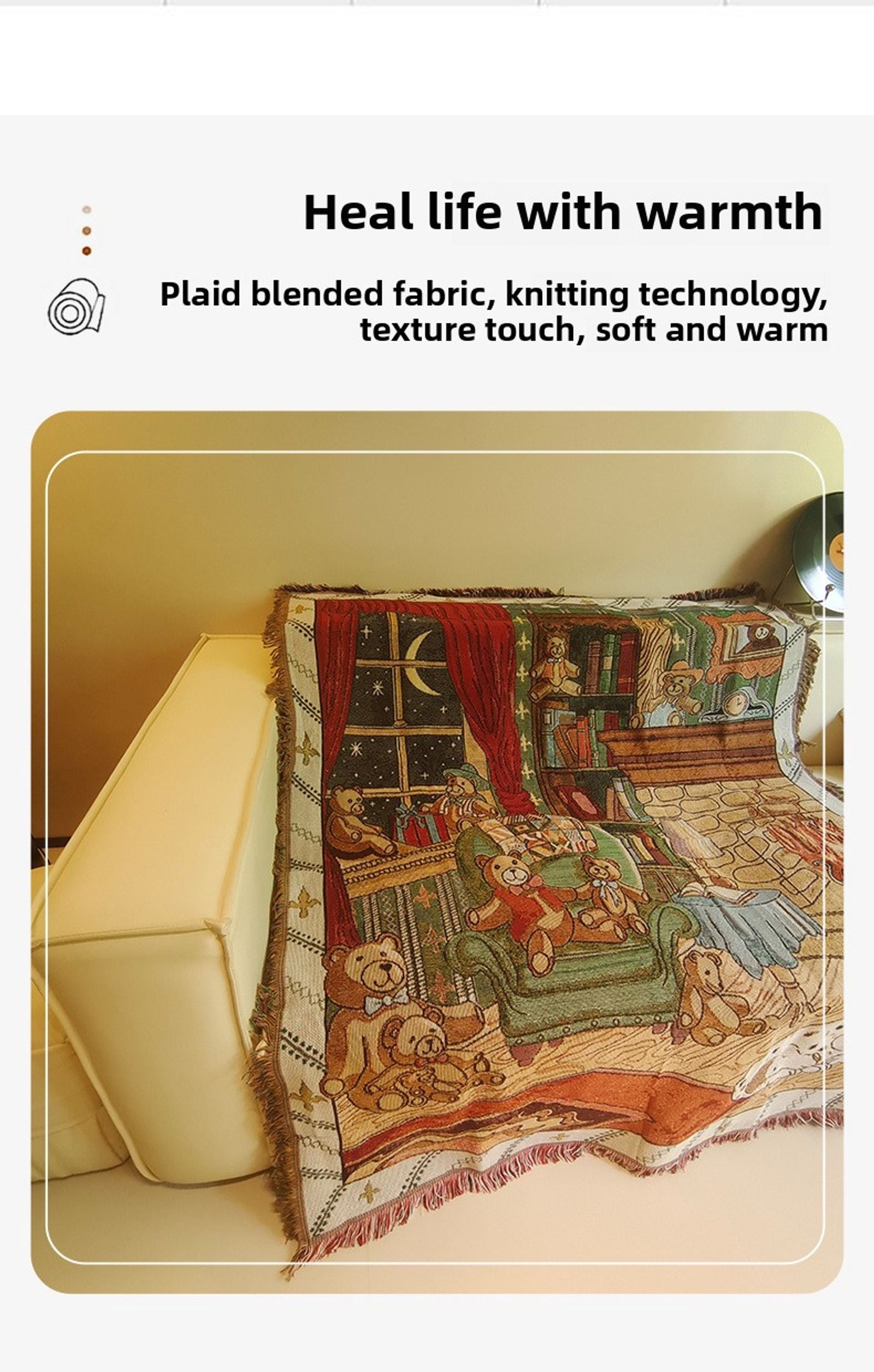 Vintage Jacquard Grassland Sheep Camping Picnic Blanket