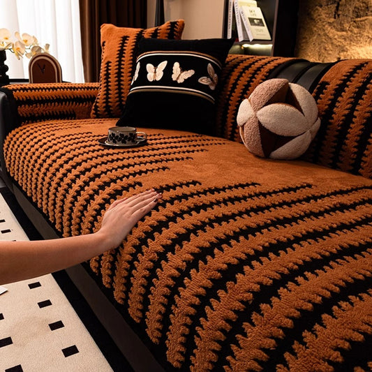 Geometric Lines Jacquard Fleece Sofa Blanket