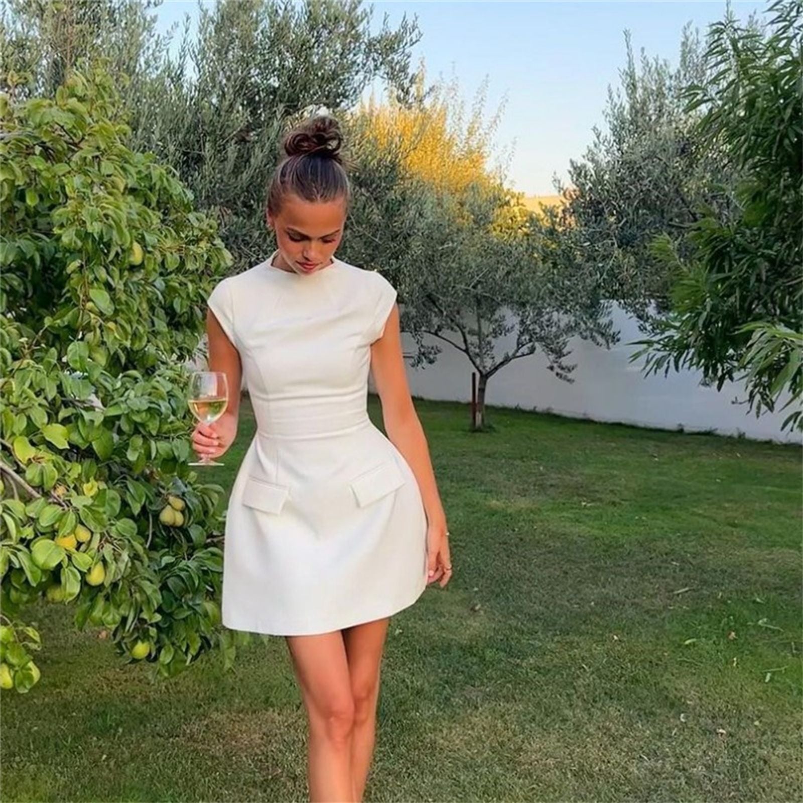 Womens Sexy Slim Fit Mini Dress - Black A-Line Spring Style