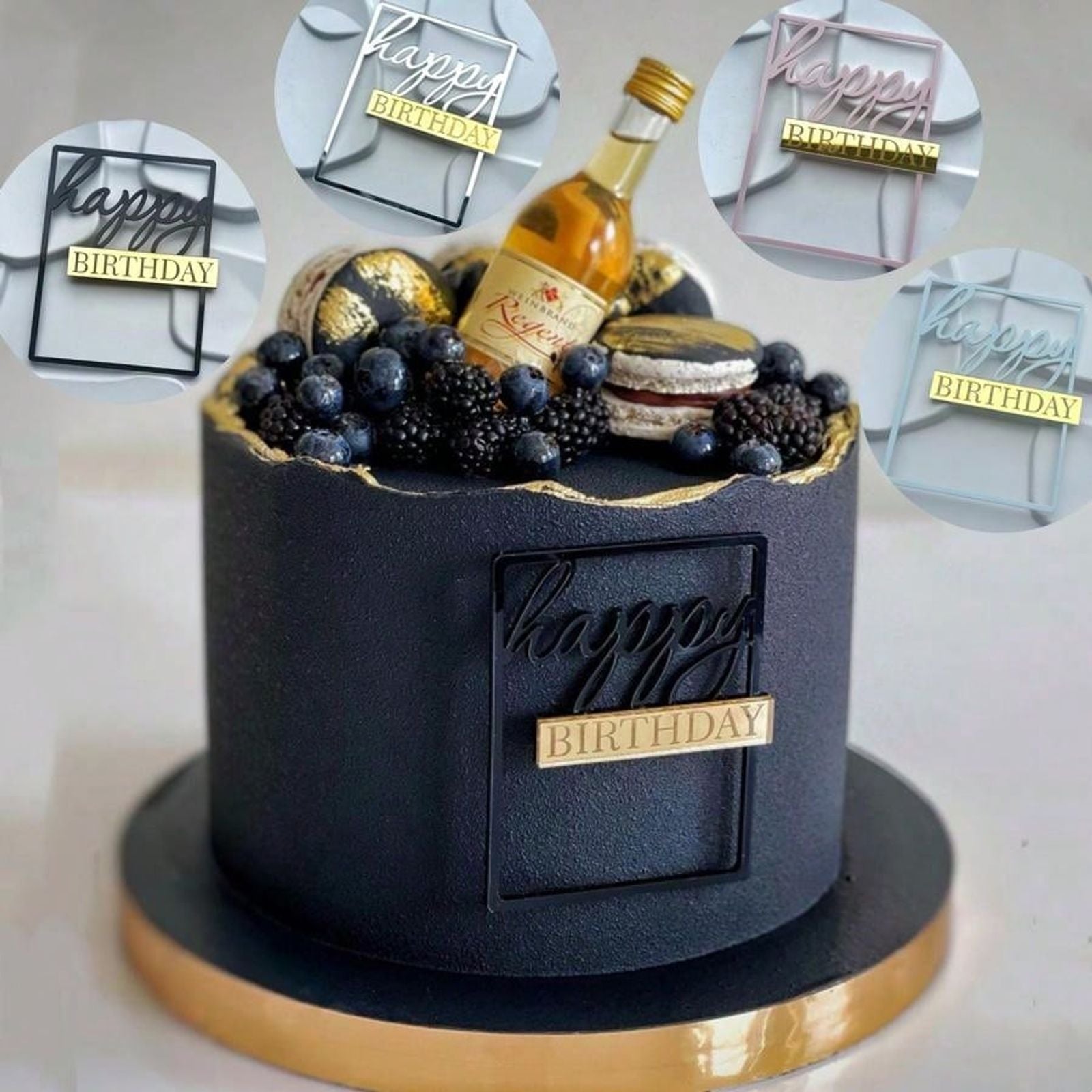 Happy Birthday Acrylic Cake Topper Set - 5pcs